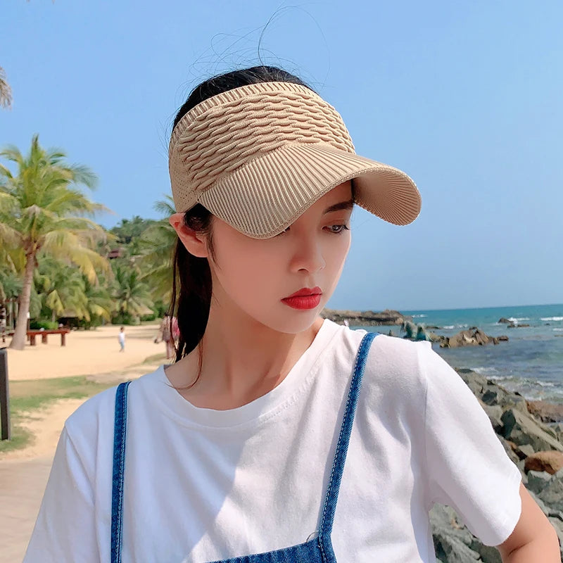 Women Ponytail Baseball Cap Outdoor Sports Cycling Anti-UV Sun Hats Hollow Out Breathable Empty Top Hat Summer Beach Caps