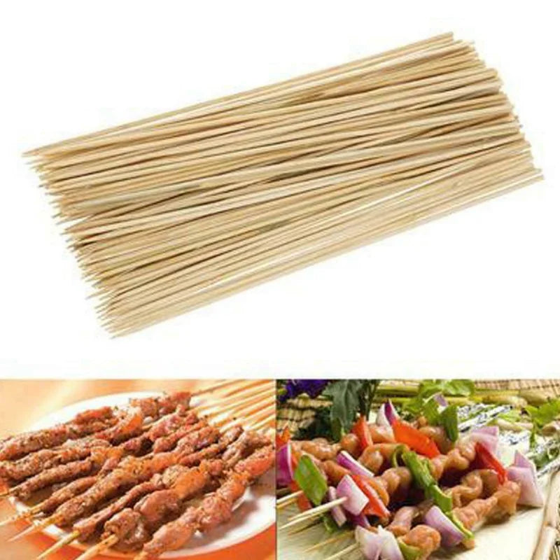 Hot sale new 100pcs Bamboo Wooden BBQ Skewers Food Bamboo Meat Tool Barbecue Party Disposable Long Sticks Catering Grill Camping