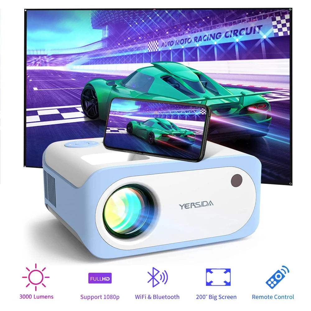 YERSIDA Projector P2 Mini Portable Smart Home Native 1280x720P HD Support 4K Projectors For Mobile Phone with WIFI Bluetooth LCD