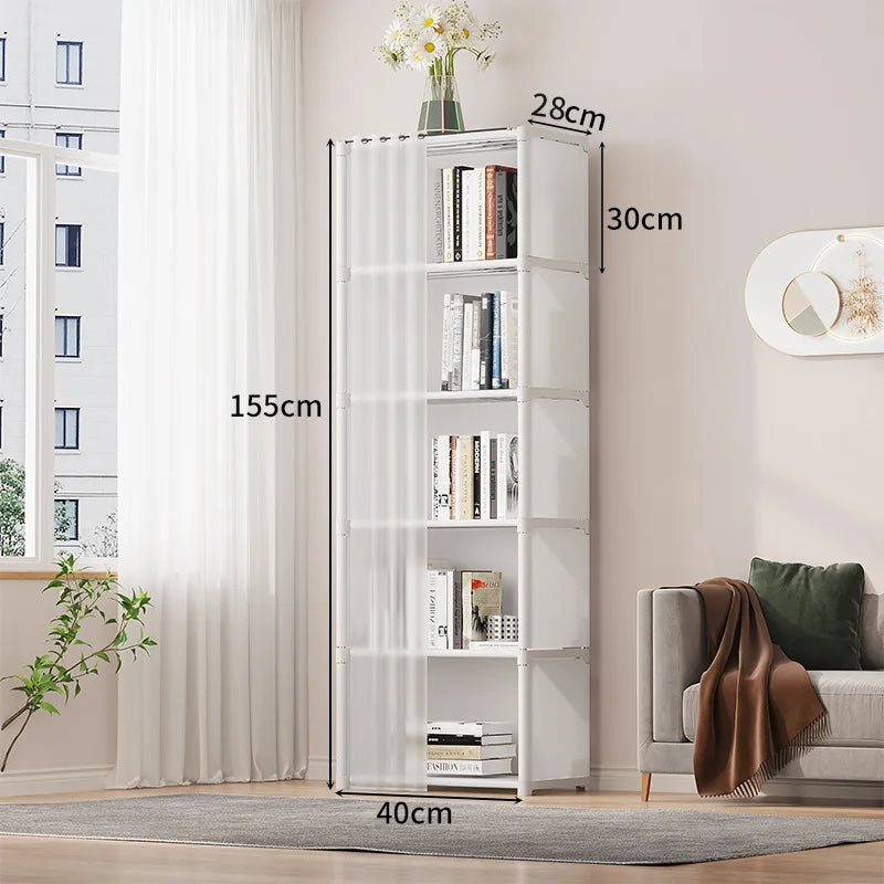 Simple Bookshelf Floor To Floor Storage Rack Living Room Sundries Storage Cabinet Shelf Household Multi-layer Storage Wardrobe