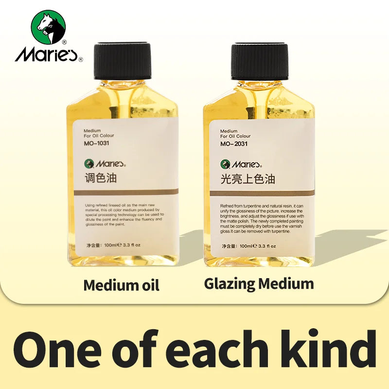 Marie's Oil Painting Turpentine Art Painting Odorless Color Mixing Oil Thinner Painting Medium Blending Liquid Glossy Oil 100ml