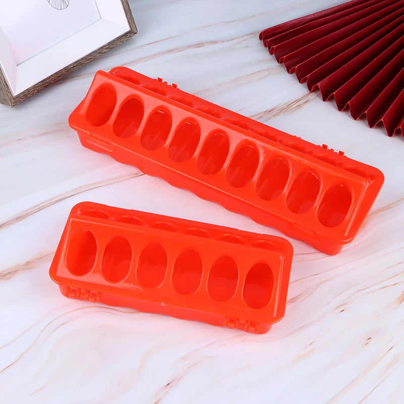 1 Pc Double Row 12/18 Holes Poultry Ground Feeder Plastic Clamshell Feeding Chicken Groove Farm Breeding Supplies