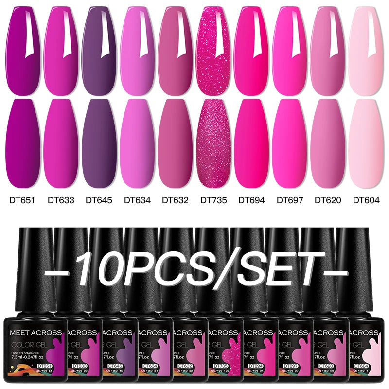 10Pcs Gel Nail Polish Set Macaron Color Semi Permanent UV Gel Varnish For Summer Long Lasting Manicure Kit Soak Off Nail Supplie