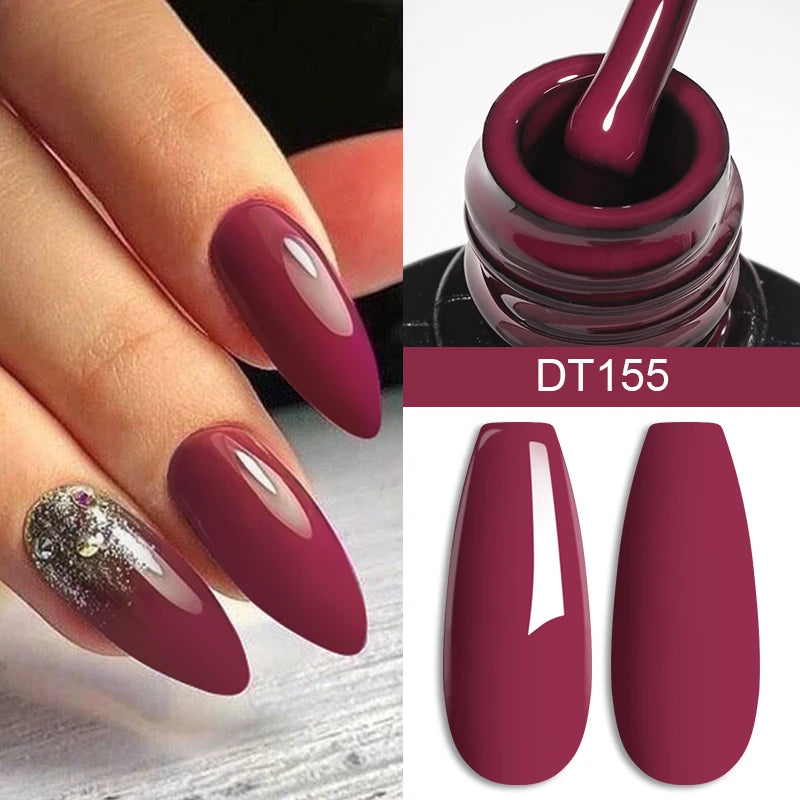 MEET ACROSS 7ml Dark Red Gel Nail Polish Nail Art Gel Burgundy Aunt Red Winter Semi-Permanent Long-Lasting Varnish Manicure