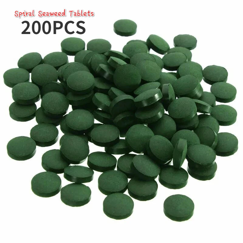 200pcs High Purity Spirulina Tablets Spiral Seaweed Enrichment Favorite Pets Food Fish Crystal Red Shrimp Fish Food Aquarium