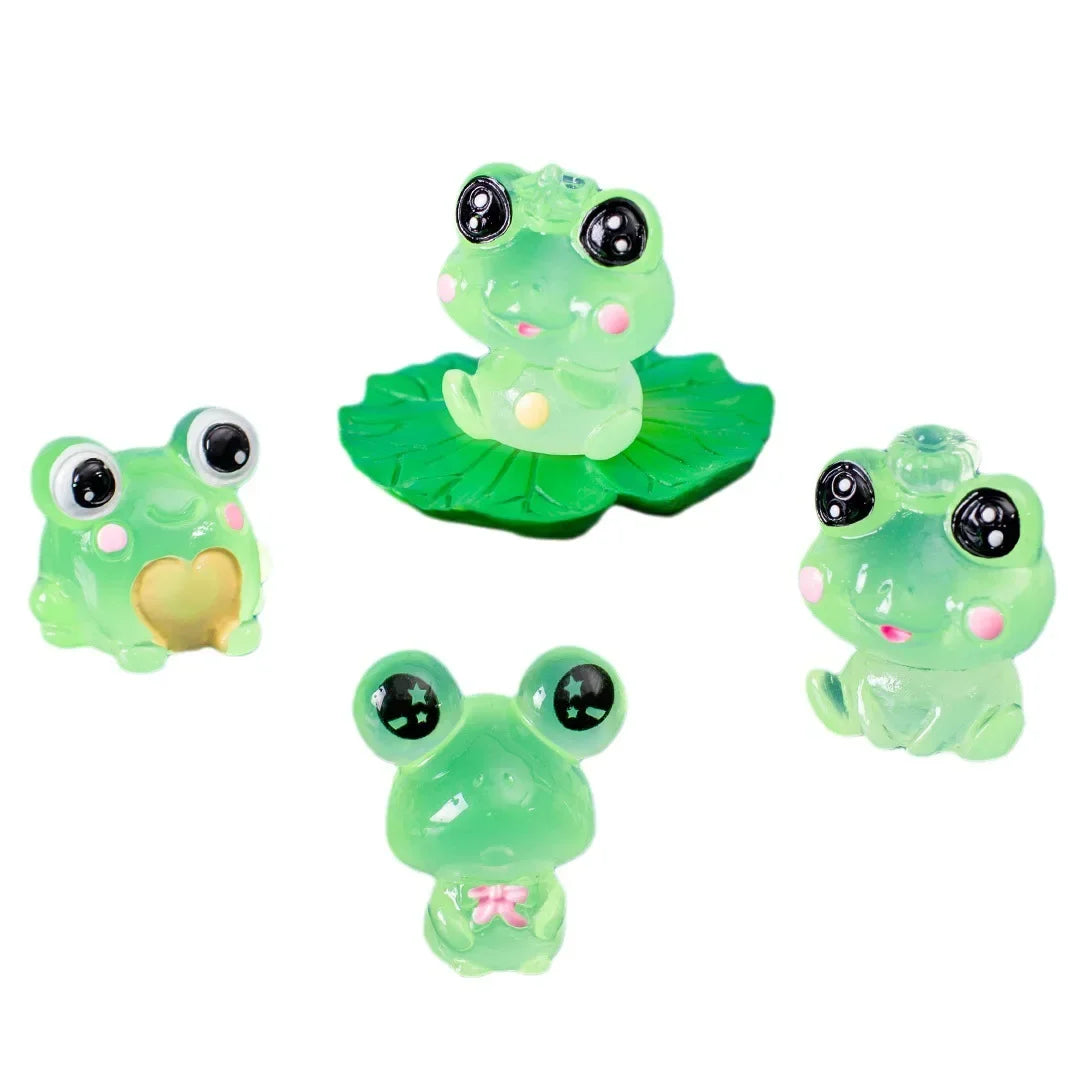 10-50pcs Luminous Frogs Mini Figurine Micro Landscape Decoration Cute Frog Fairy Garden Miniatures Home Decoration Accessories