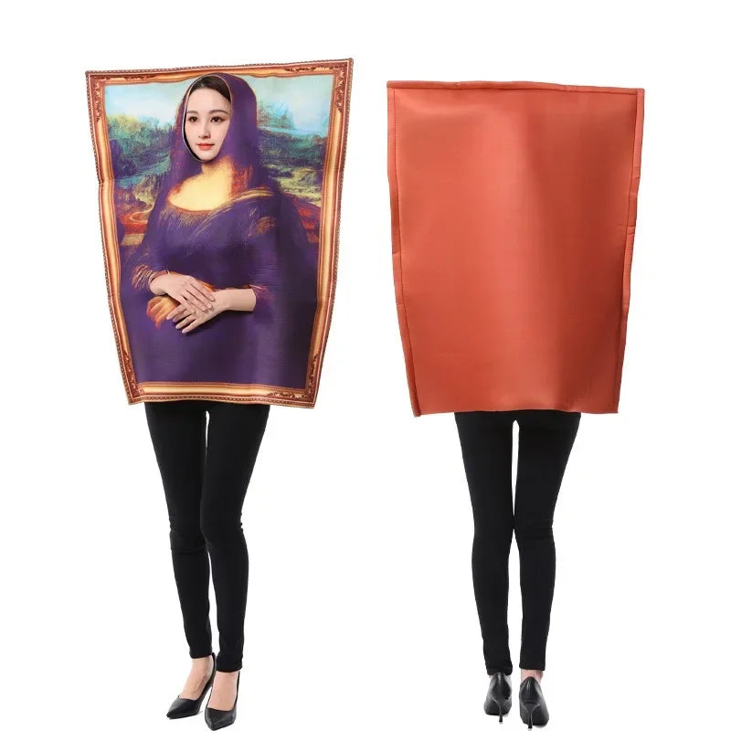 Hot Sale Halloween Mona Lisa COS Party Costume Funny And Funny Cartoon Mural Painting Costume Activity Performance Clothing