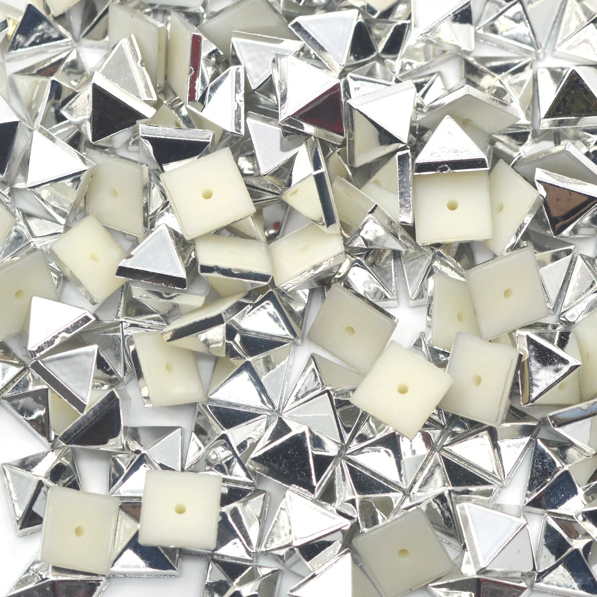 KALASO 50Sets 10mm Silver Gold Plated ABS Pyramid Square Punk Studs Rivets Spikes For Shoes Bag Garment Decor Craft Diy