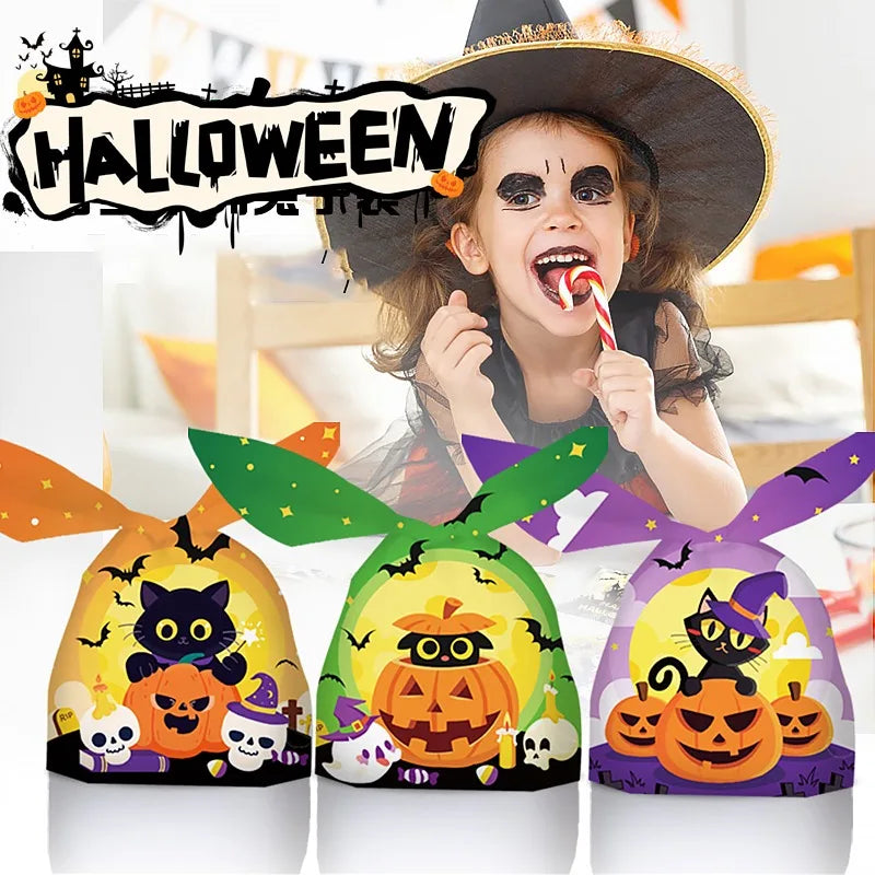 Cartoon Halloween Skull Candy Bags Rabbit Ear Plastic Packaging Pumpkin Trick or Treat Snack Gift Bag Kid Festive Party Supplies