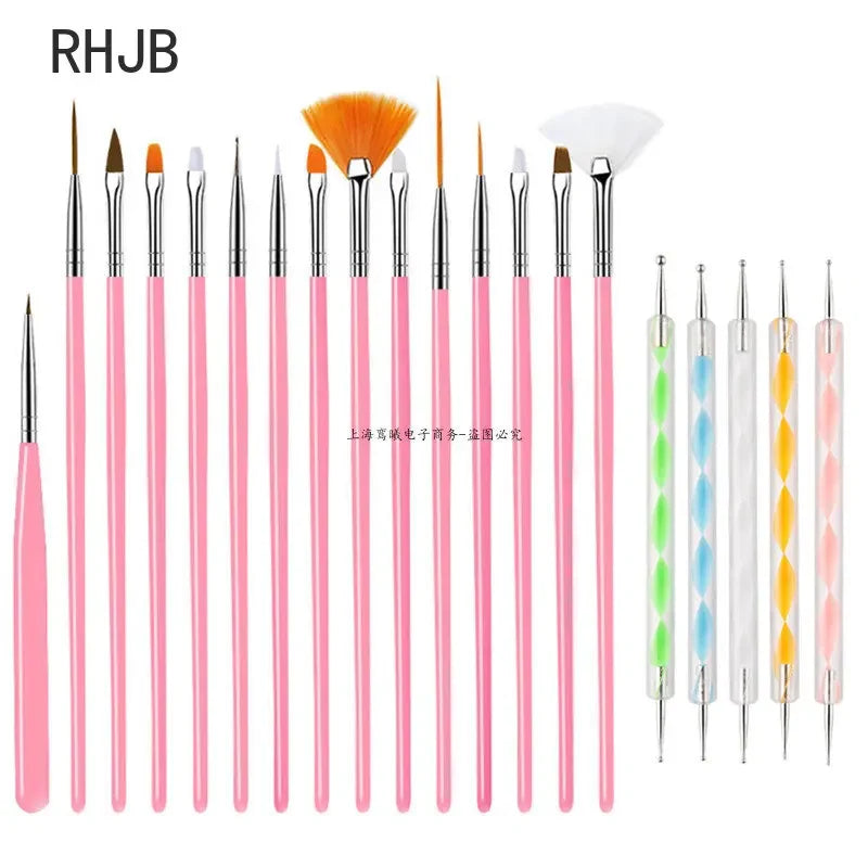 New 2025 Multiple nail art nail brush Design Tip Drawing Carving Dotting Nail Pen Builder Flat Liner Acrylic Gel Polish Manicure