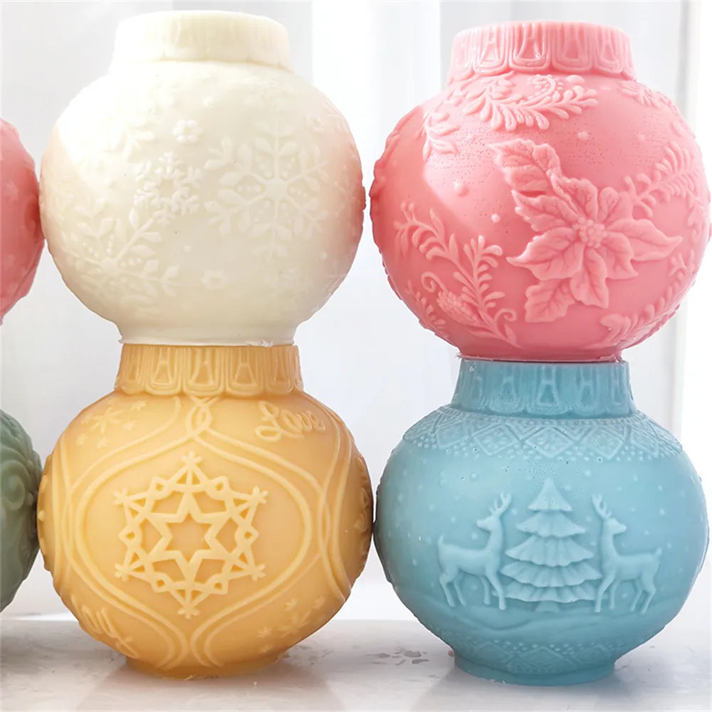 Christmas Candle Mold Silicone Mold Spherical Lantern DIY Soft Candle Making Mould Form Handmade Silikon For Gypsum Plaster Tool