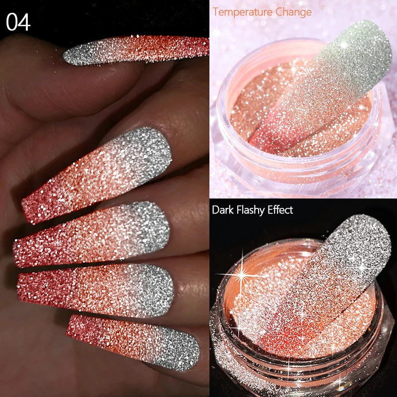 Reflective Magnetic Nail Powder Chameleon Glitter Dust Metallic Nail Art Chrome Shiny Pigment Supplies Nail Manicure Decorations