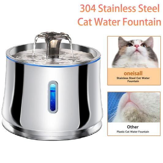 2.5L Cat Water Fountain Stainless Steel Automatic Cats Drinker Drinking Fountain For Cat Water Dispenser Accessories Ultra-Quiet