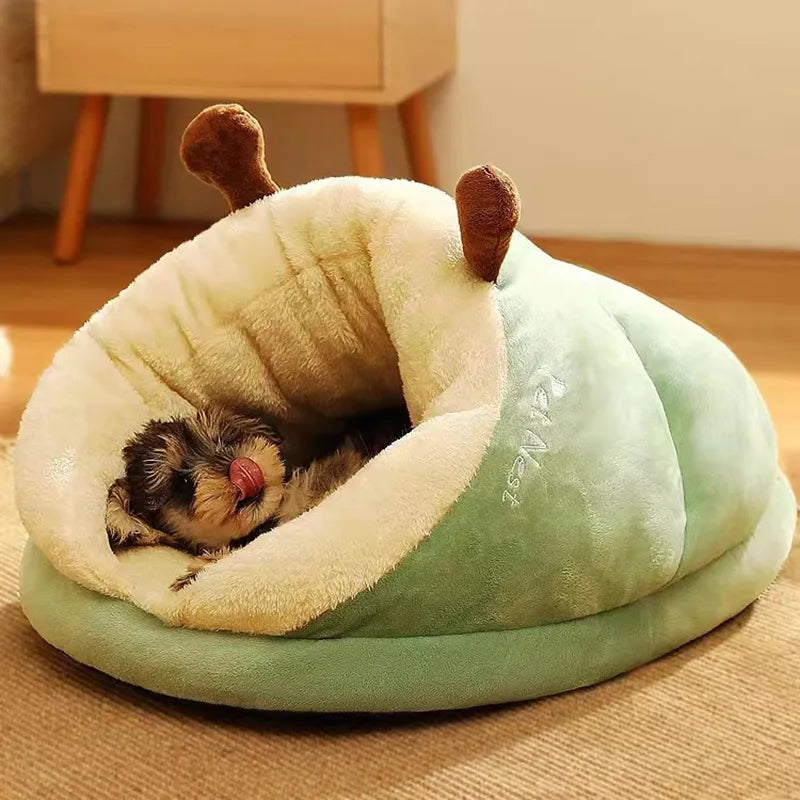 MADDEN Warm Small Dog Kennel Bed Breathable Dog House Cute Slippers Shaped Dog Bed Cat Sleep Bag Foldable Washable Pet House