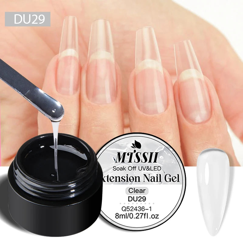 Mtssii 8ml Clear Non Stick Hand Solid Extension Nail Gel Polish 3D Carving Flower Nail Art Building UV Gel Acrylic Varnish