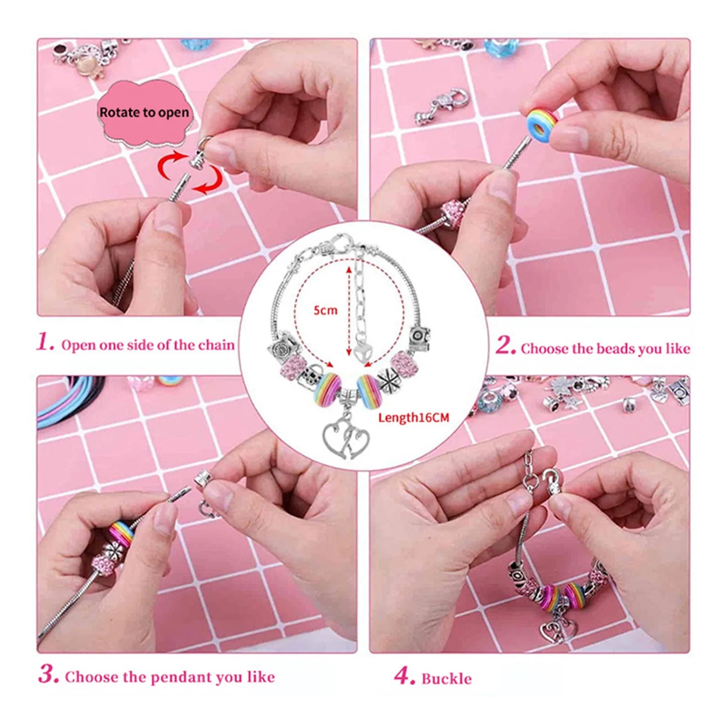 2023 New Jewelry Making Kit Charm Bracelet Necklace Present Alloy Beads Set DIY Toys for Children Bracelets Birthday Gifts