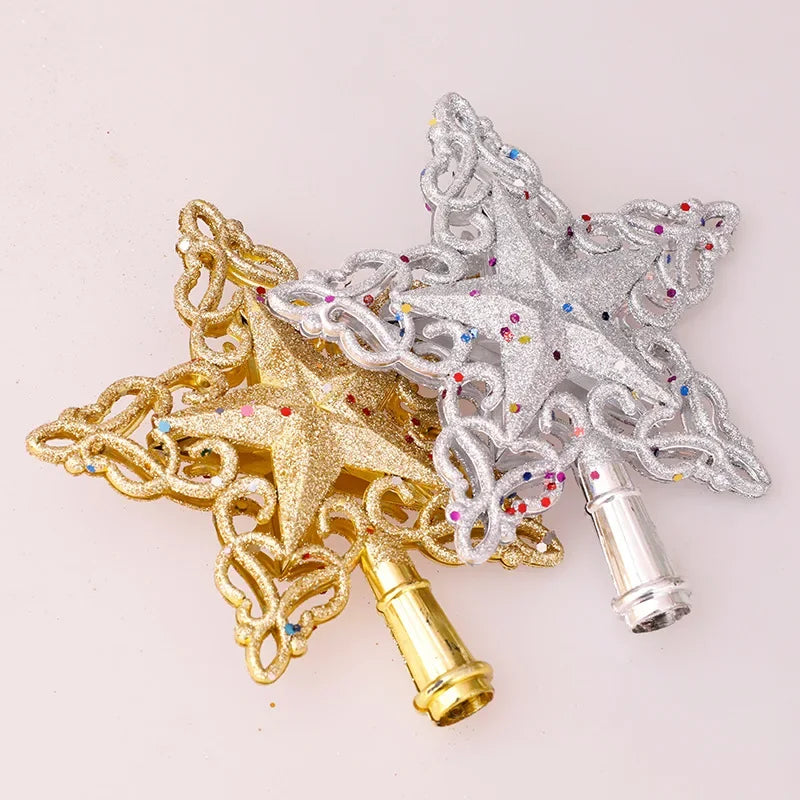 Christmas Tree Toppers Star Xmas Tree Decor Ornaments Gold Silver Star Christmas Decorations For Home Xmas 2023 Navidad New Year
