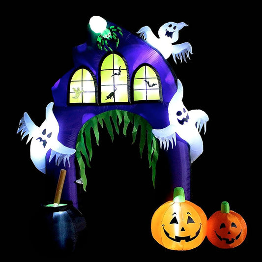 Purple House Arch Halloween Decoration Party Props Outdoor Indoor Halloween Electric Inflatable Toys Courtyard Decoration