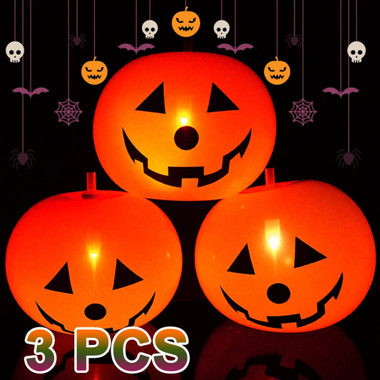 10 Inches Pumpkin Glow Balloon Halloween Decorations for Home Outdoor Halloween Pumpkin Party Decor Ball Lights Glow In Dark