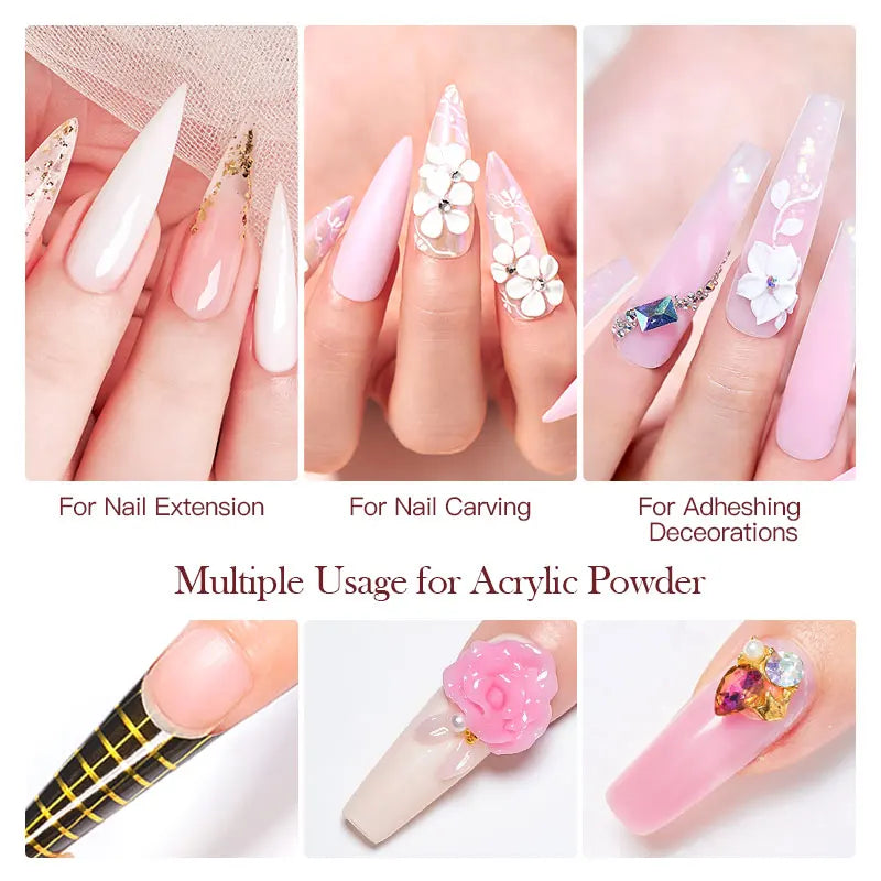 Mtssii 10g Acrylic Powder Pink Clear White Acrylic Nails Professional Polymer For Nail Extension No Need Lamp Cure Nail Supplies