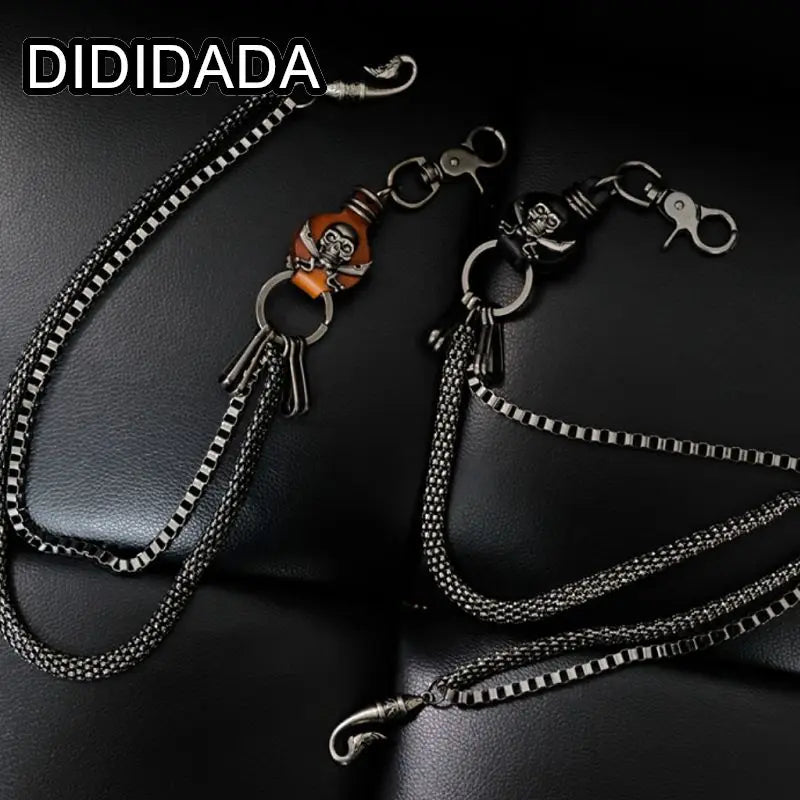 Women Men's Motorcyle Keychain Belt Chains Rock Punk Double chain Cowboy Cowgirls Pants Trousers Chain Biker Wallet Accessories