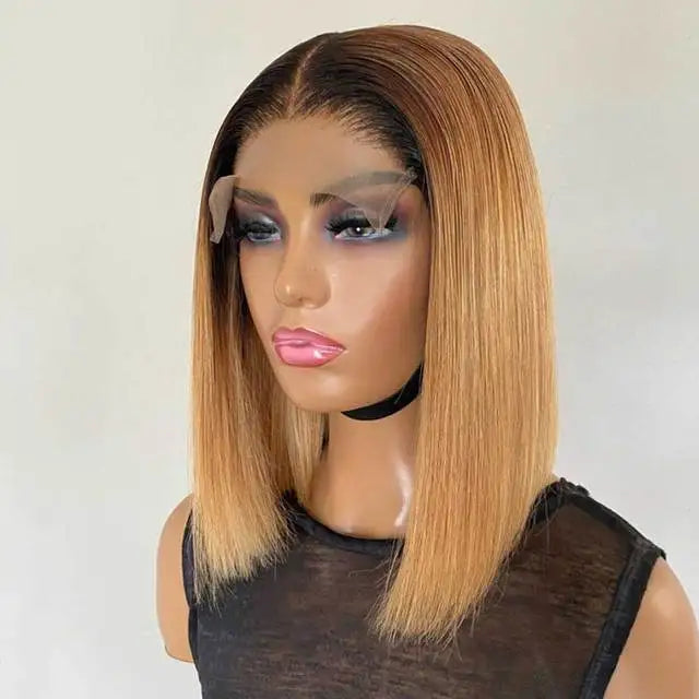 Ishine 99J Burgundy Short Bob Wig 13X4 Lace Frontal Wig For Black Women 100% Human Wig 180Density Transparent Lace 8-16inch