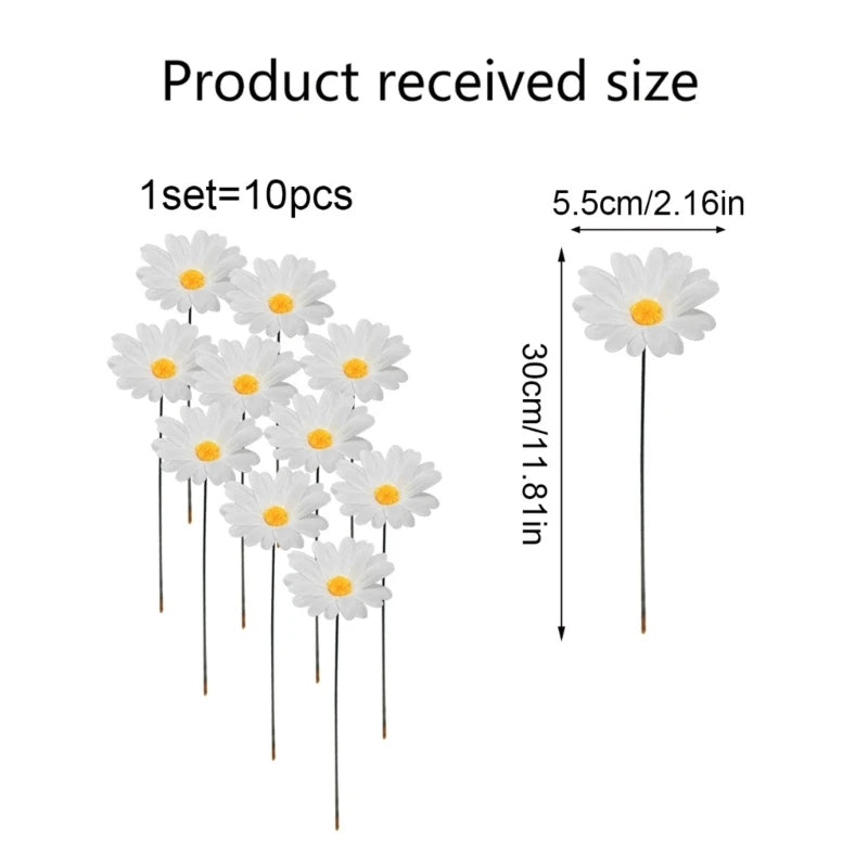 20pcs Daisy Flower Garden Stakes Decoration Yard Lawn Ornaments Waterproof