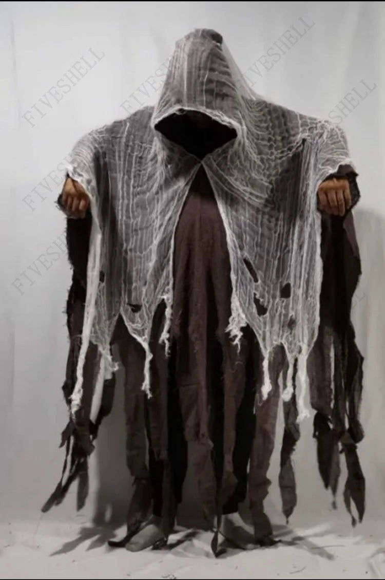 Unisex Halloween Ghost Dementors Cosplay Costume Gothic Horror Zombie Tattered Hooded Capes Day Of The Dead Party Props Cloaks