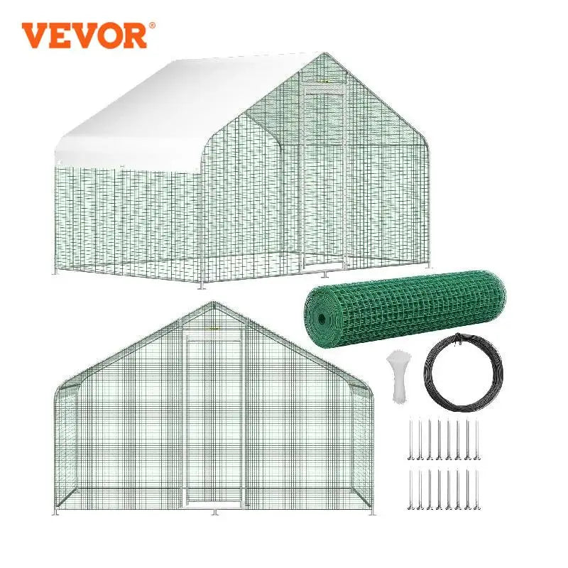 VEVOR Large Metal Chicken Coop Hen Run House Spire/Flat Walk-in Cage 19.3 x 9.8 x 6.5ft/12.8 x 9.8 x 6.5ft /6.5 x 9.8 x 6.5ft