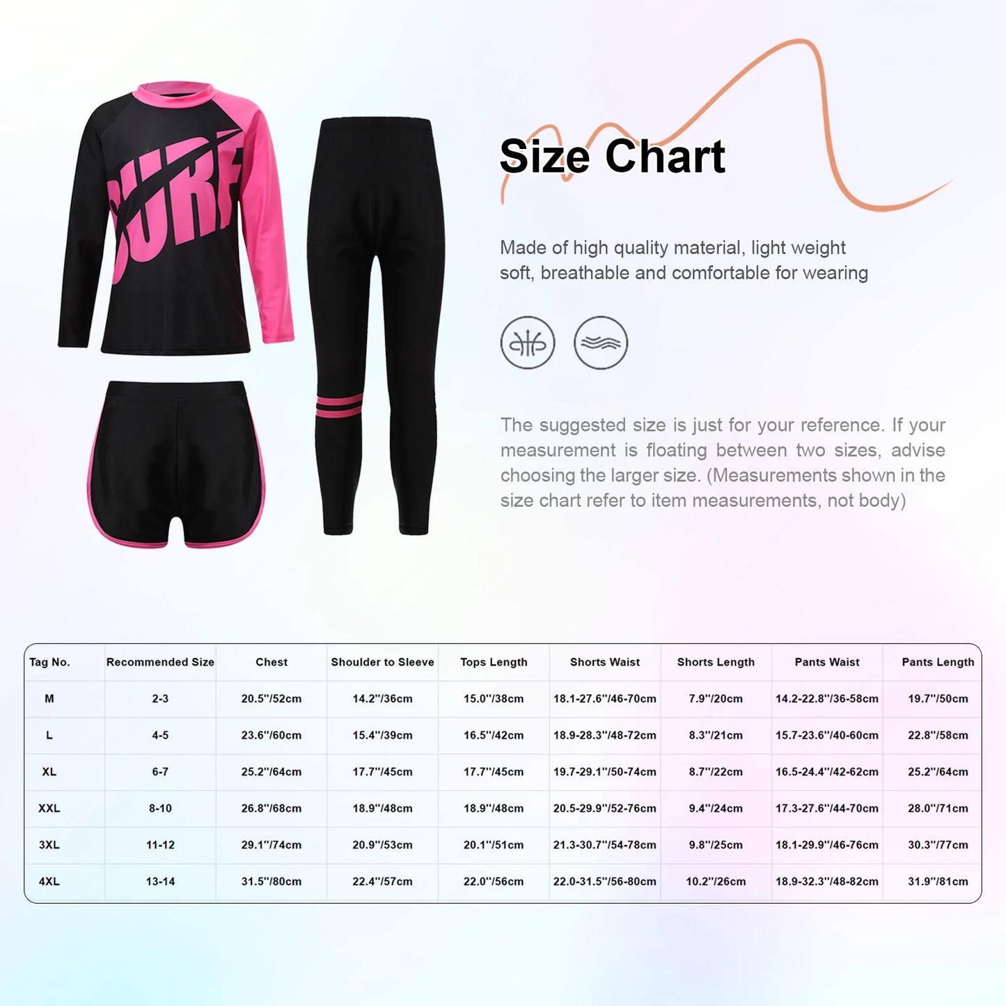 Kids Girls Boys 3 Pieces Swimsuit Rash Guard Long Sleeve Swim Top Shorts And Pants Surfing Bathing Swimwear Workout Sportswear