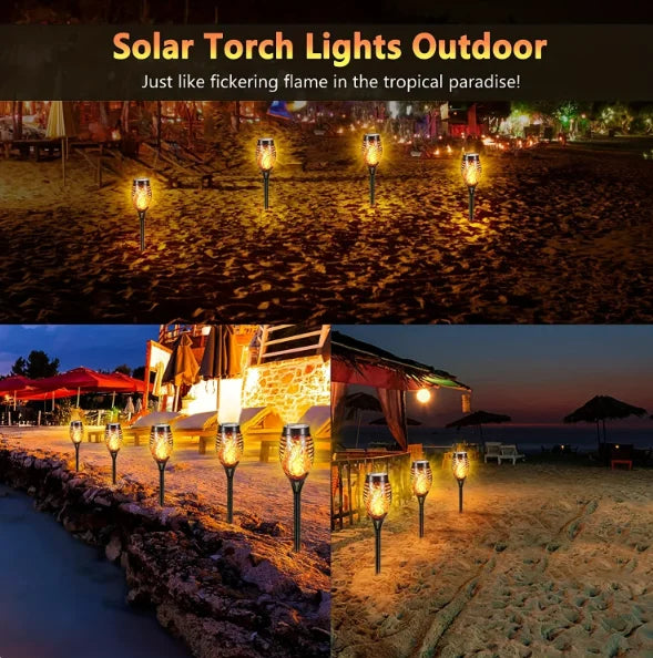 Solar Flame lamp outdoor Torch Flickering Light Waterproof Garden Decoration Outdoor Lawn Tiki Led Path Yard Patio Floor Lamp