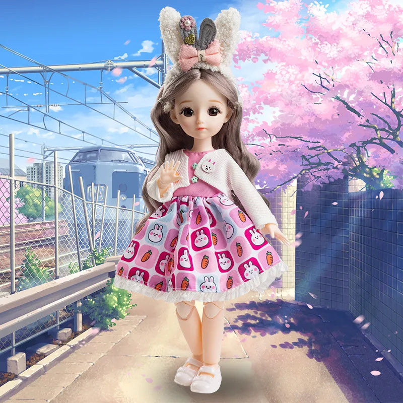 30cm Kawaii 1/6 BJD Doll 13 Joints Movable Girl Princess Doll Clothes Dress Up Accessories Simulation Toy for Kids Children Gift