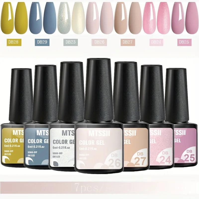 Mtssii 7pcs/set Gel Nail Polish Set For All Season Nail Art Semi-permanent nail polish Soak Off UV/LED Gel Polish nail supplies