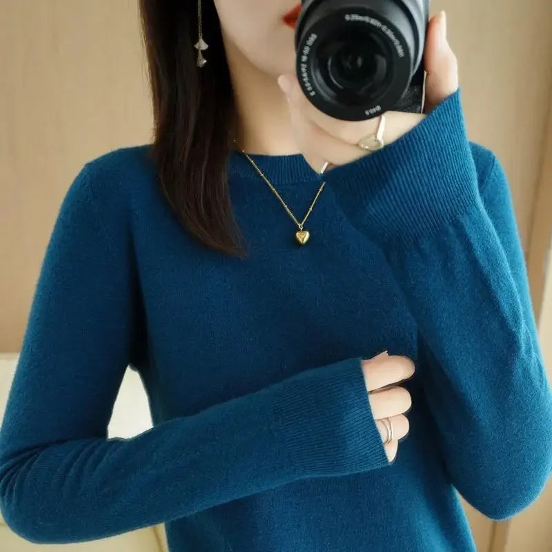 2024 Women Sweater Spring Autumn Long Sleeve O-neck Pullovers Warm Bottoming Shirts Korean Fashion Sweater Knitwear Soft Jumpers