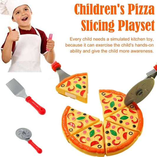 Simulation Pizza Cutting Toy Pretend Play Pizza Set Fast Food Cooking Kitchen Toy for Kids Gifts Educational Montessori Toys