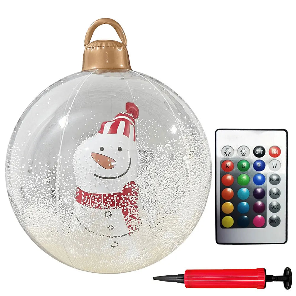 1PC Christmas Tree Decorations Balls Giant Inflatable Christmas Balls Outdoor Christmas Decorations PVC 60CM Snowman Balls