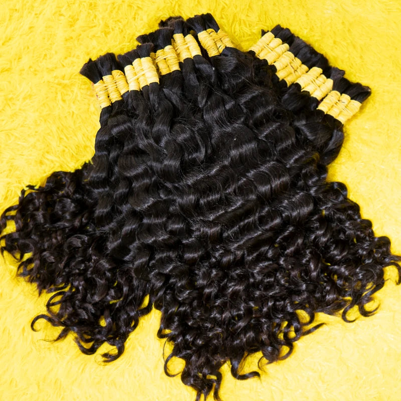 100% Human Hair Bulk Extension Virgin Human Hair Deep Curly 10A Bulk Hair Weaving For Braiding Unprocessed No Weft 18-30inches