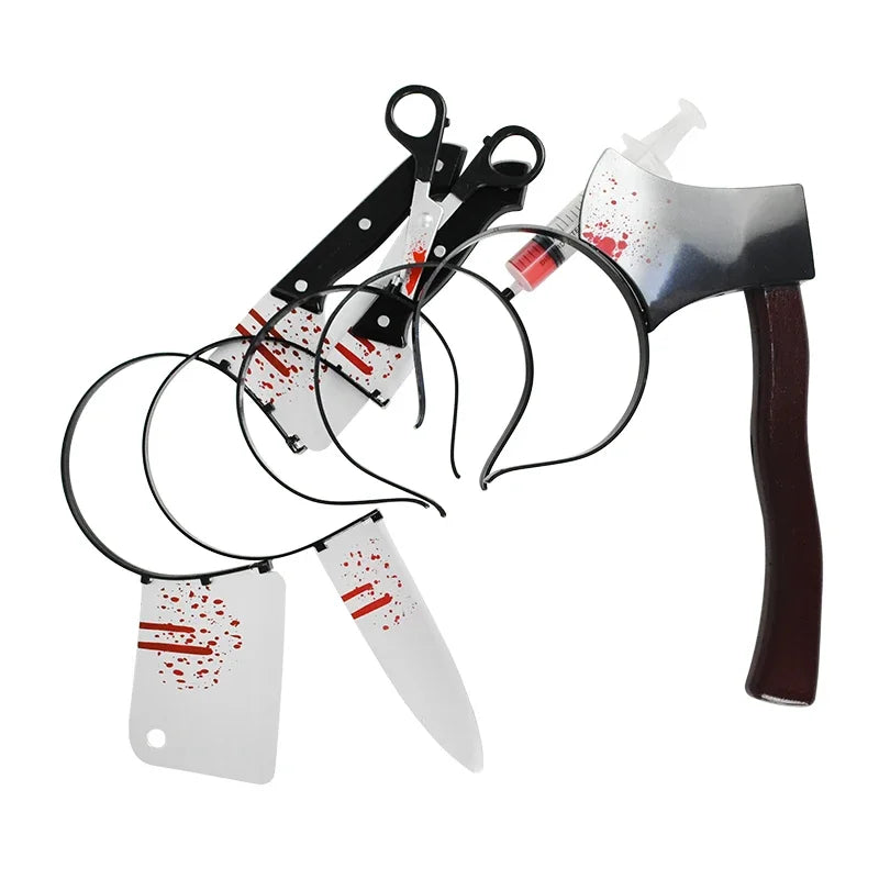 Horror Wear Head Halloween Knife Axe Scissors Headband Props for Adults Halloween Party April Fool's Day Teasing Toy Supplies 7z