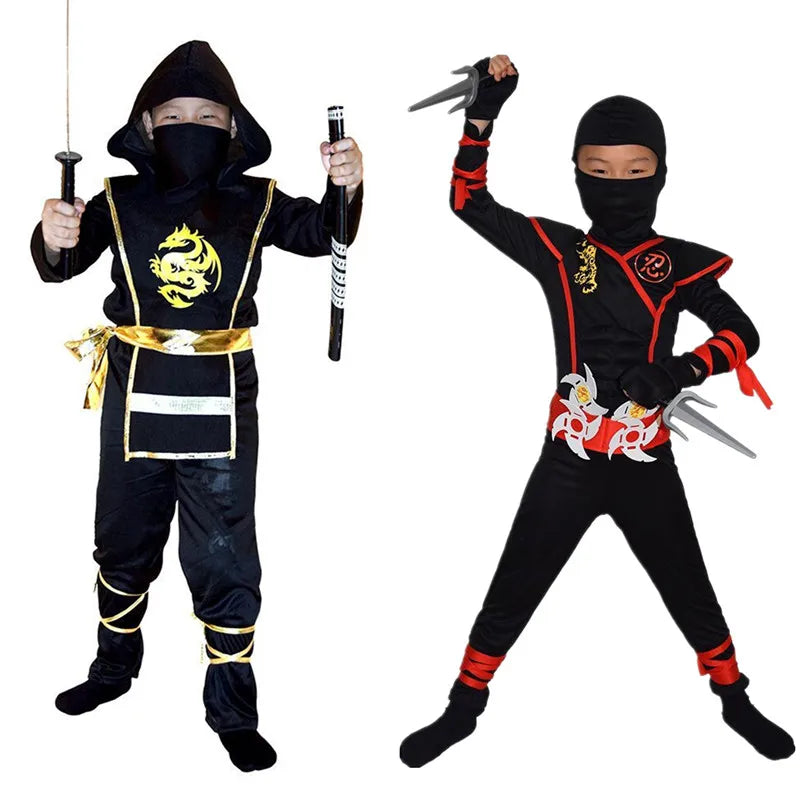 Ninja Costume Boy Halloween Kids Costume Boy Ninja Muscle Costume with Ninja Foam Accessories Best Children Gift