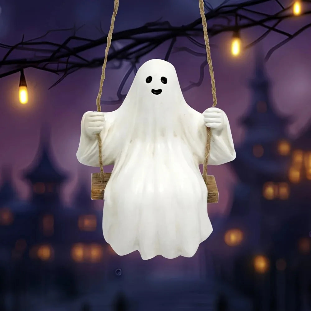 Halloween Swing Ghost Pendant Suitable for Halloween Gardens and Home Outdoor Trees Weird Hanging Decoration