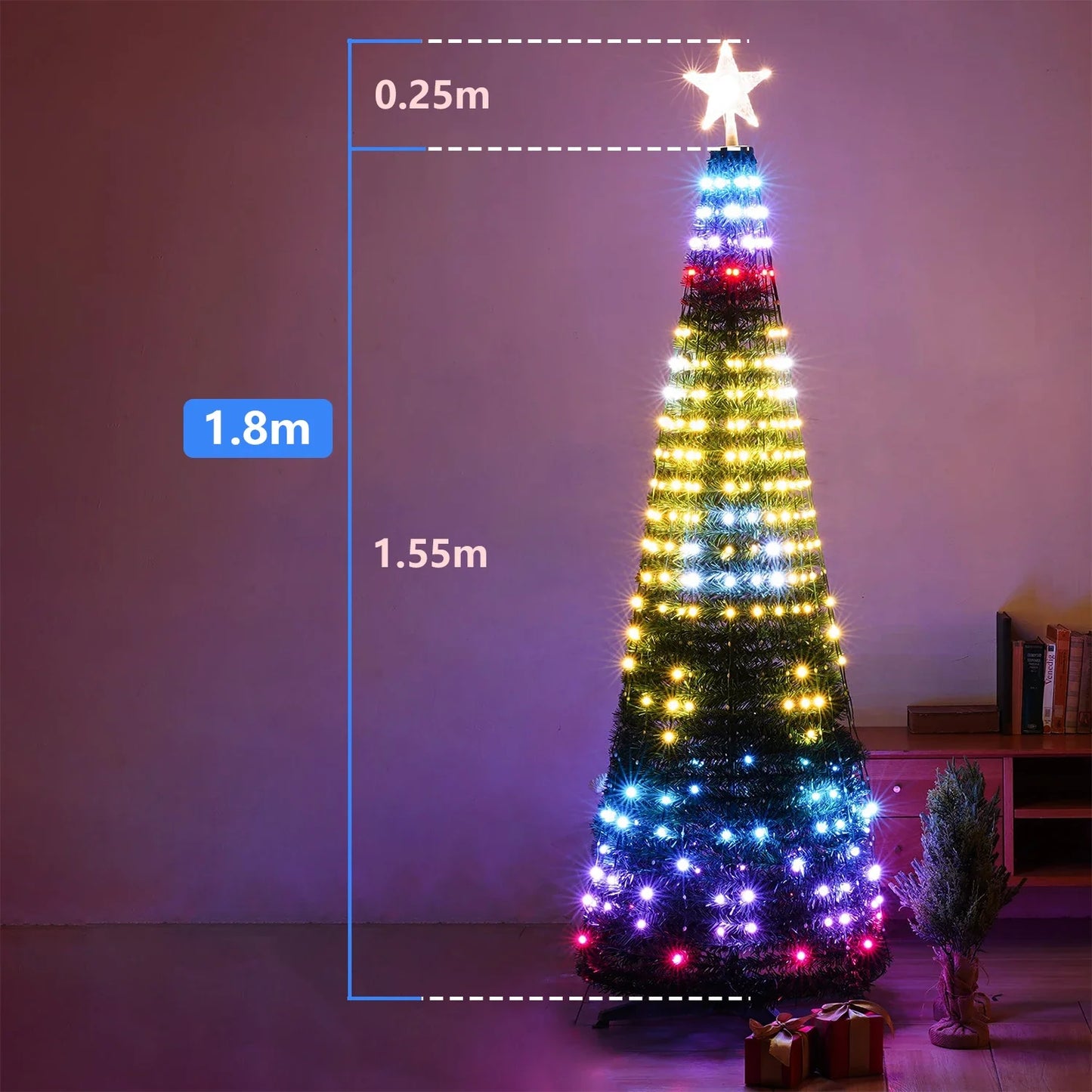 Christmas Tree Star Lights Smart RGB Christmas Light with Remote Timer Music Sync Bluetooth App Controlled Holiday Lighting