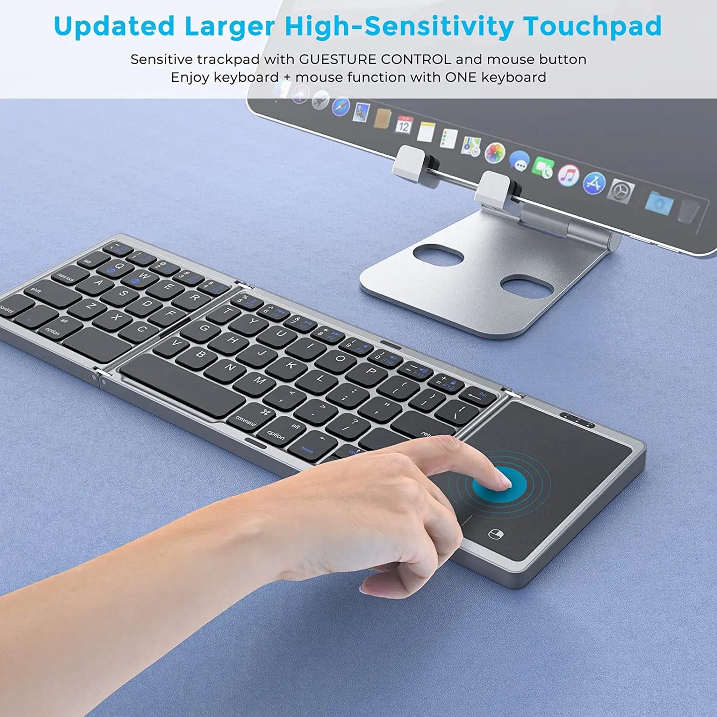 Seenda Foldable Wireless Bluetooth Keyboard Rechargeable Folding Portable Keyboards for PC Mac Smartphone Windows iOS Android