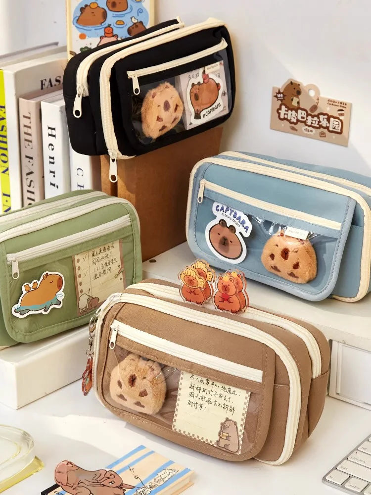 Cute Fabric Pencil Case Kawaii Large Capacity Animal Zipper Kids Bag Children'S Boys' Pen Pouch Girl School Case Supplies