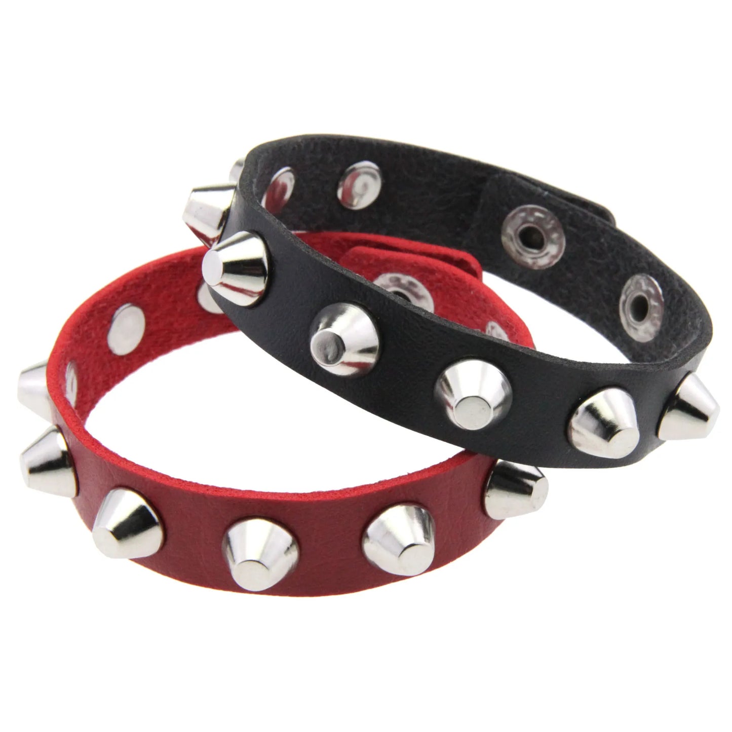 Punk Spiked Studded Black Red Leather Rivet Wristband Bracelet Cuff Wrap Bangle For Men Women Gothic Couple Jewelry Accessories