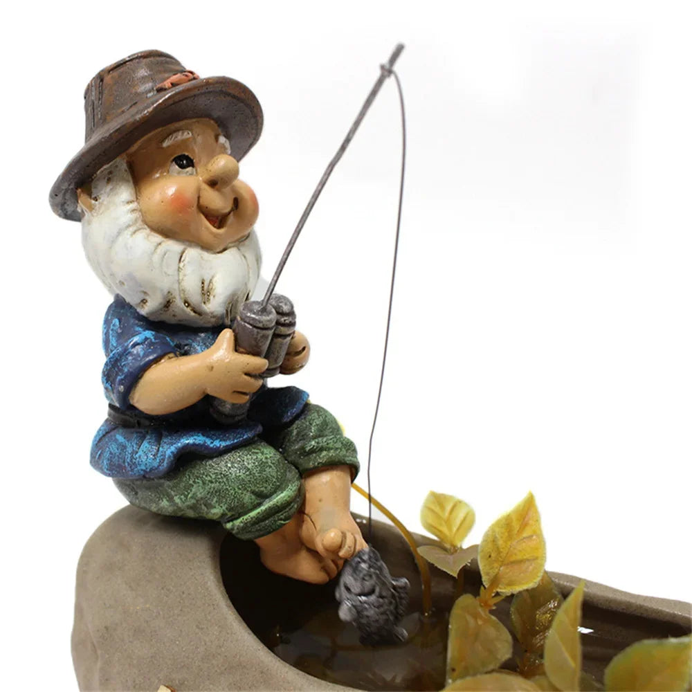 Dwarf Elf Statue Miniatures Resin Crafts Mini Fishing Gnomes Figurines  Garden Fairy Dollhouse Micro Landscape Home Desk Decor