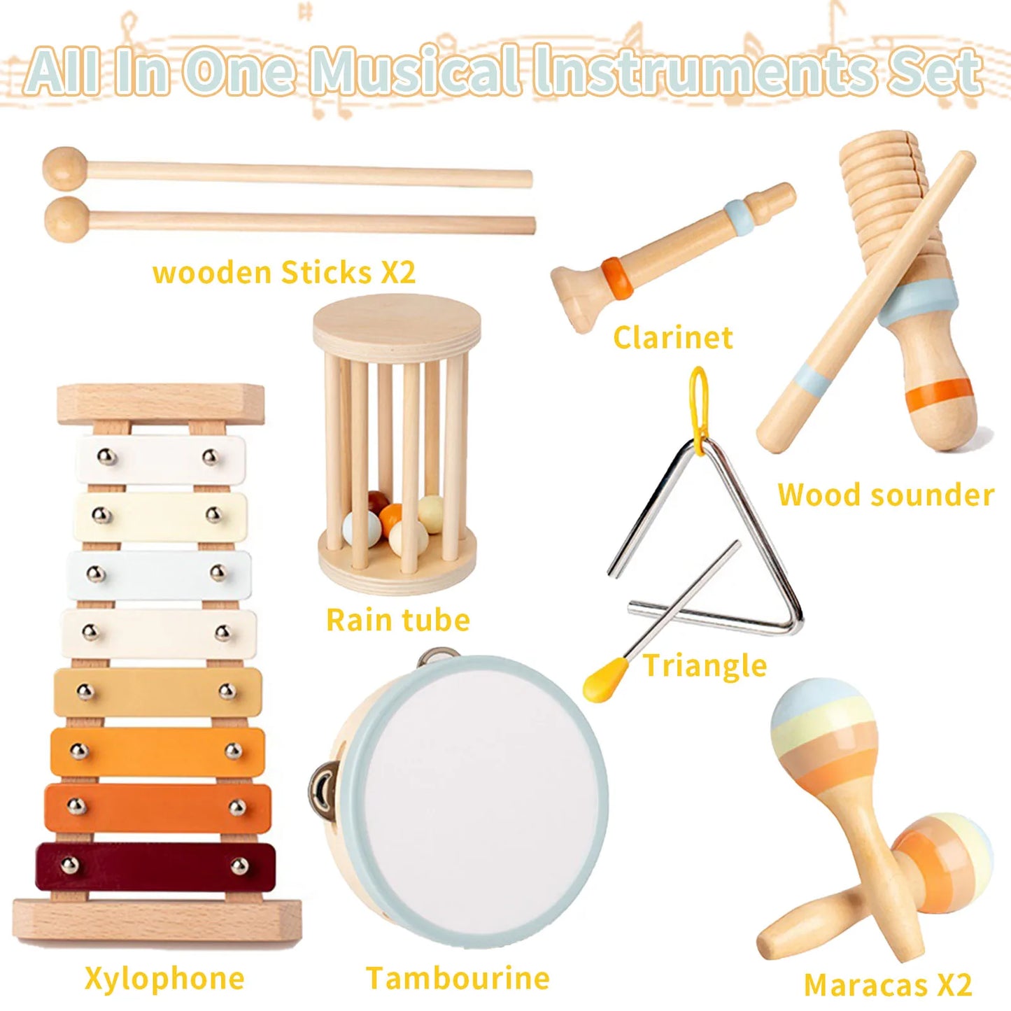 Kids Musical Instruments for Toddlers Wooden Toys Music Enlightenment Percussion Toys Xylophone Drum Sensory Toys For Baby