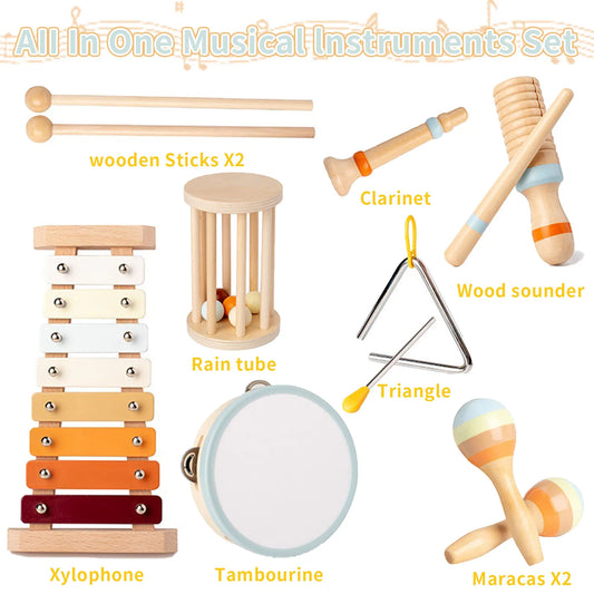 Kids Musical Instruments for Toddlers Wooden Toys Music Enlightenment Percussion Toys Xylophone Drum Sensory Toys For Baby