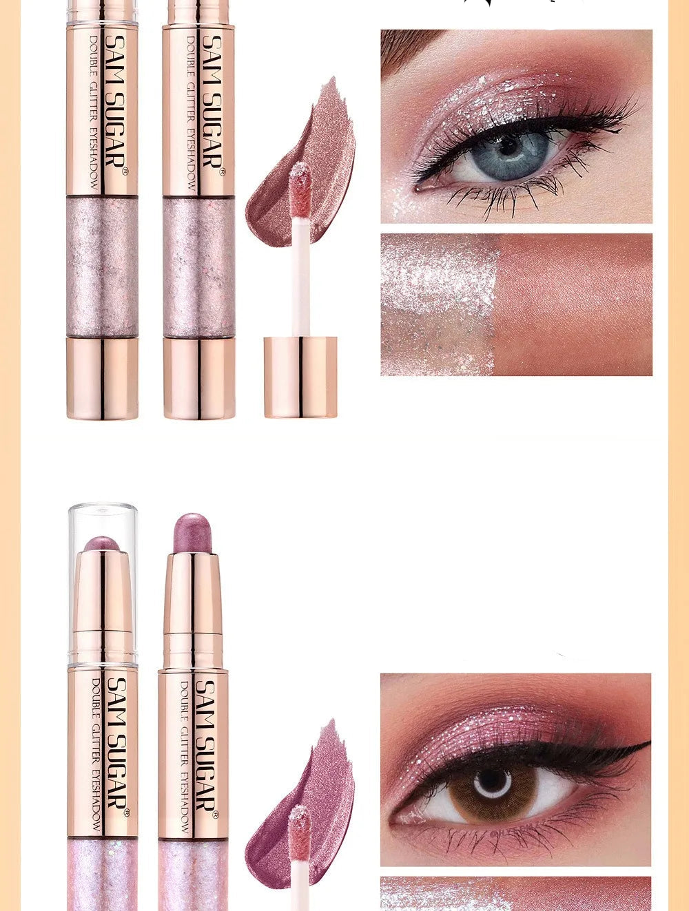 Double Head Liquid Eyeshadow Pearl Eye Shadow Contour Lying Silkworm Pen Sparking Waterproof Long Lasting Party Eye Makeup Tools