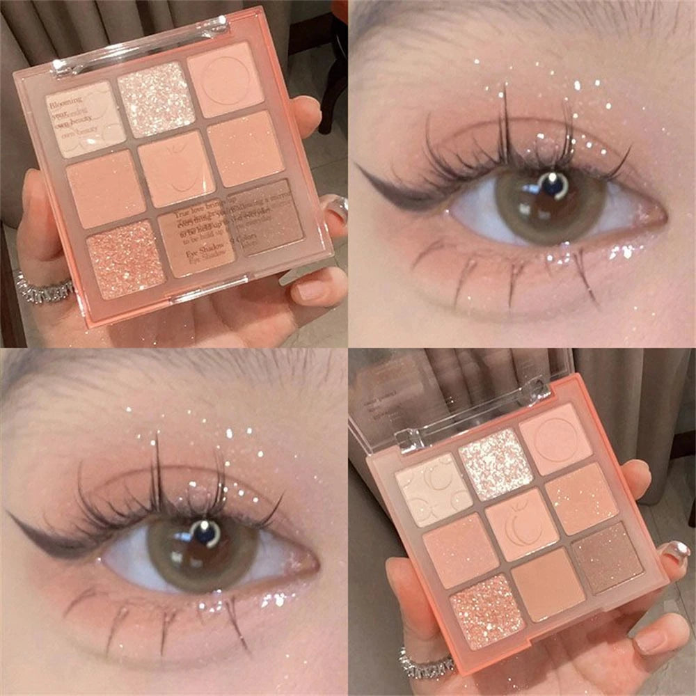 9 Colors Shiny Eyeshadow Palette Matte Glitter Pearlescent Eyeshadow Waterproof Lasting Eye Shadow Cosmetics Korean Makeup