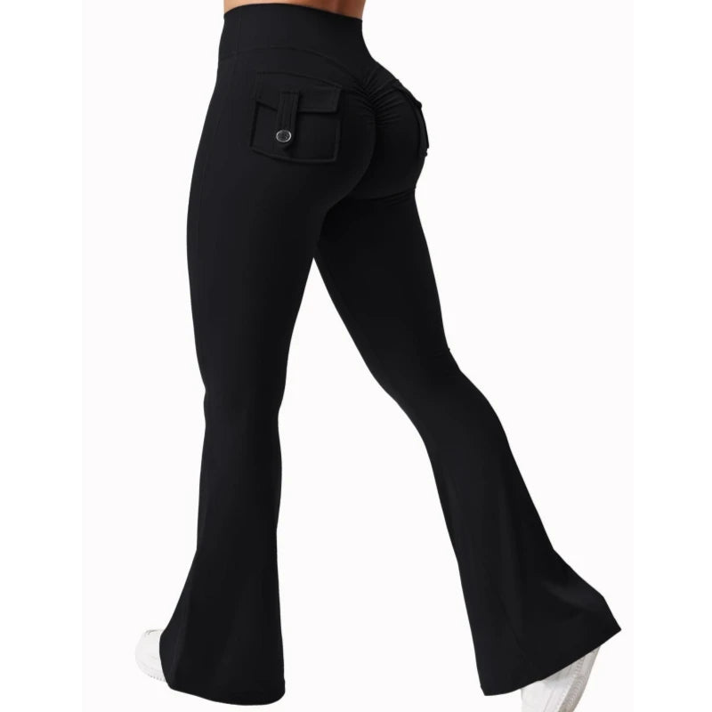 2024 Newest Women Wide Leg High Stretch Yoga Leggings Naked Feeling Compression Fitness Workwear with pockets Yoga Pant ﻿